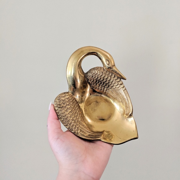 Other - Vintage Brass Gold Swan Dish / Jewelry Dish